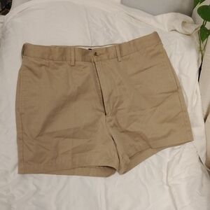 Lands' End Men's Tan Flat Front Shorts, Comfort Waist